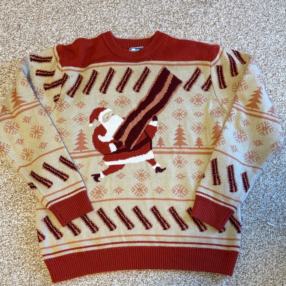 Farmland Santa Bacon Holiday Sweater - Size XL